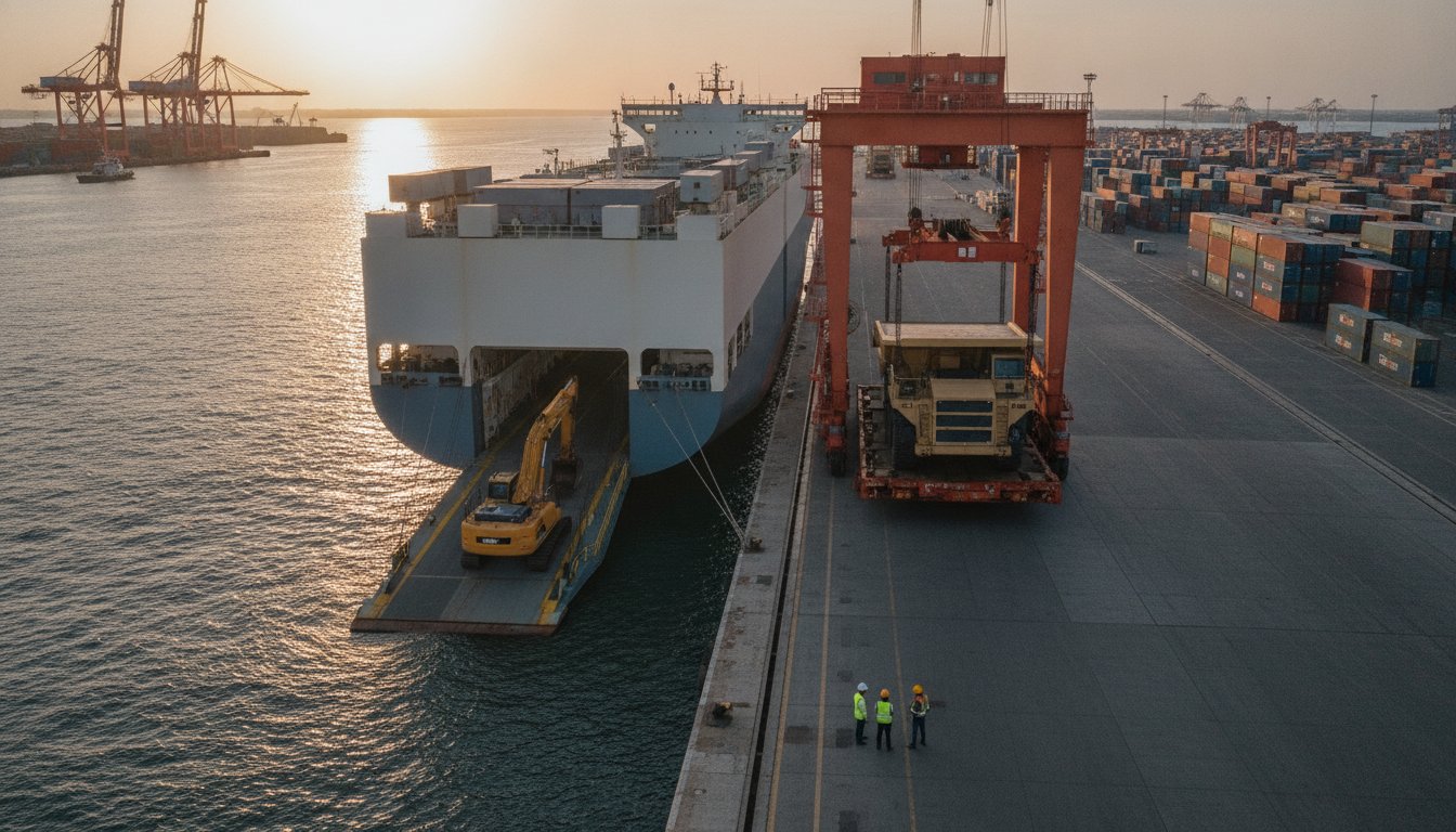 Heavy equipment ocean freight: 3 methods for overseas transit – Hero Image Heavy equipment ocean freight: 3 methods for overseas transit