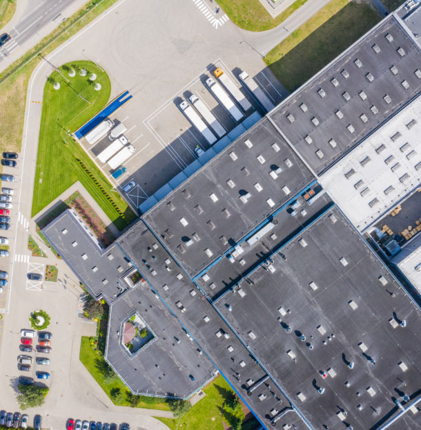 Aerial view of ICAT Logistics Detroit facility, highlighting air freight and distribution capabilities
