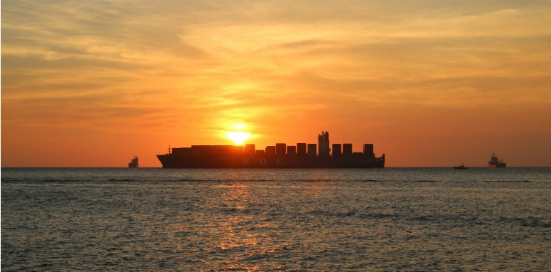 ship at sun set