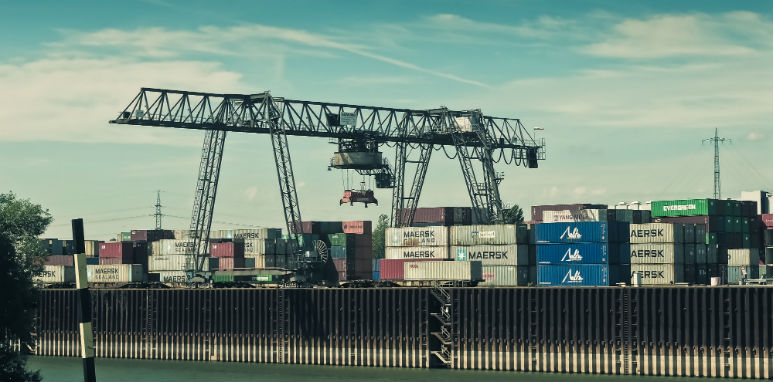 shipping yard with crane