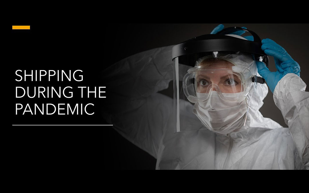 shipping-during-the-pandemic woman with mask and suit on